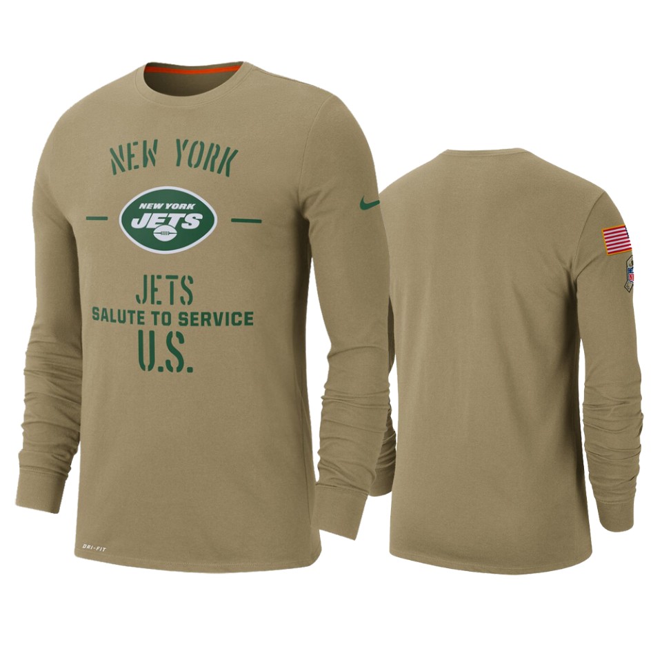 Men's New York Jets Tan 2019 Salute to Service Sideline Performance Long Sleeve Shirt